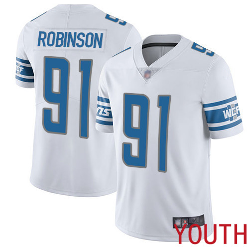 Detroit Lions Limited White Youth Ahawn Robinson Road Jersey NFL Football #91 Vapor Untouchable->youth nfl jersey->Youth Jersey